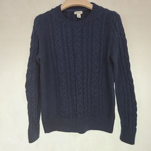 L.L.Bean Double L® Mixed-Cable Sweater Size XS, Navy blue